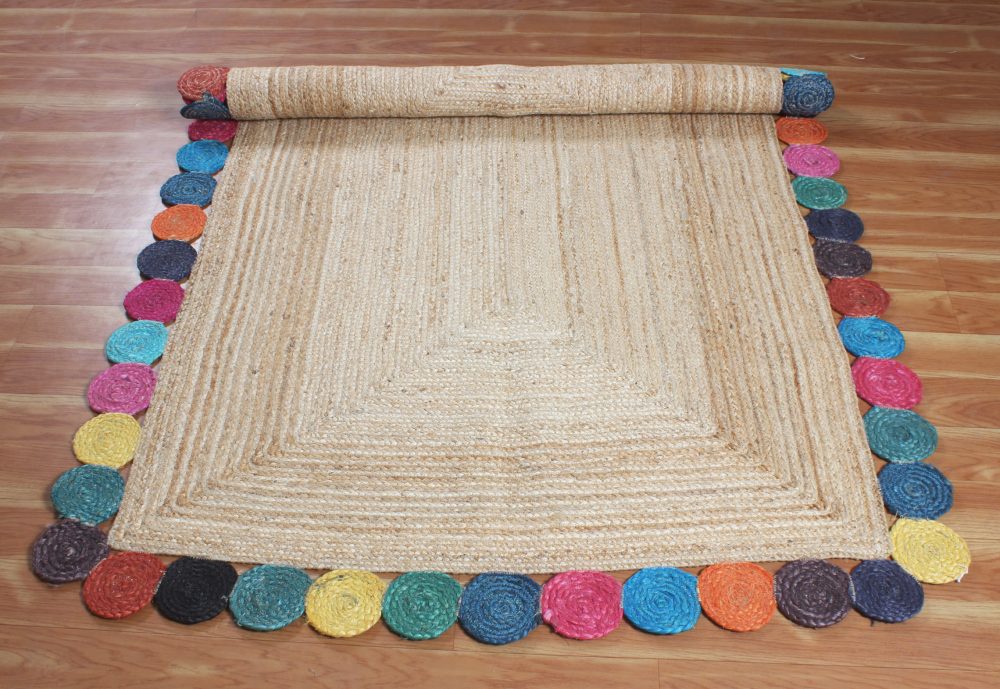 Braided Living Room Floor Rug Indian Handmade Jute Area Rug Multicolor Woven Floor Rug Outdoor Garden Doormats Boho Rug - Rajasthan Rugs 6