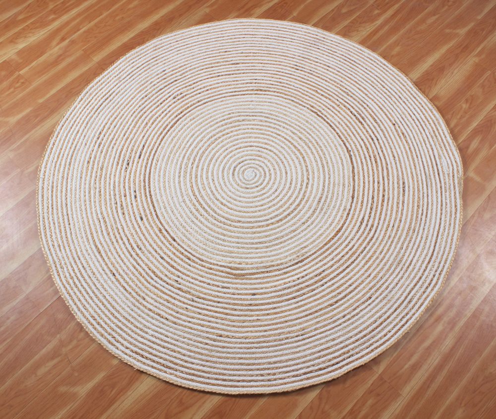 Indian Handmade Round Rug Outdoor Cotton Jute Rug Bohemian Woven Floor Rug Kitchen Living Room Rug Office/Home Jute Carpet - Rajasthan Rugs 6