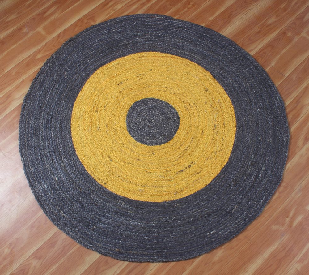 Indian Handmade Round Area Rug Outdoor Doormats Floor Rug Braided Kitchen Kilim Carpet Office/Home Woven Rug Natural Jute - Rajasthan Rugs 6