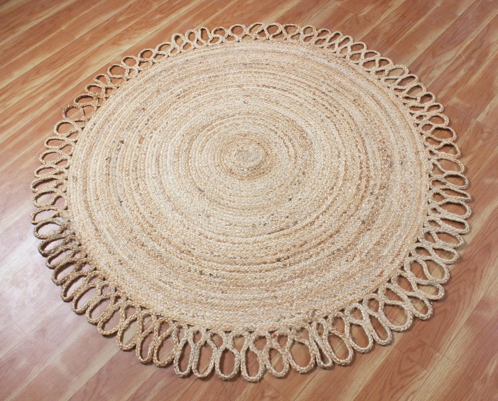 Indian Handmade Round Jute Rug Outdoor Doormats Floor Rug Braided Kilim Jute Carpet Kitchen Living Room Rug Woven Area Rug - Rajasthan Rugs 6