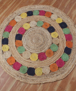 multicolor round jute rug indian handmade area rug braided kilim floor carpet outdoor doormats woven rug office/home rug