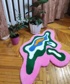tufted rug abstract lsd shape, fluid art rug, fun creative mat, handmade custom rug, cozy gift for friend, home decor carpet