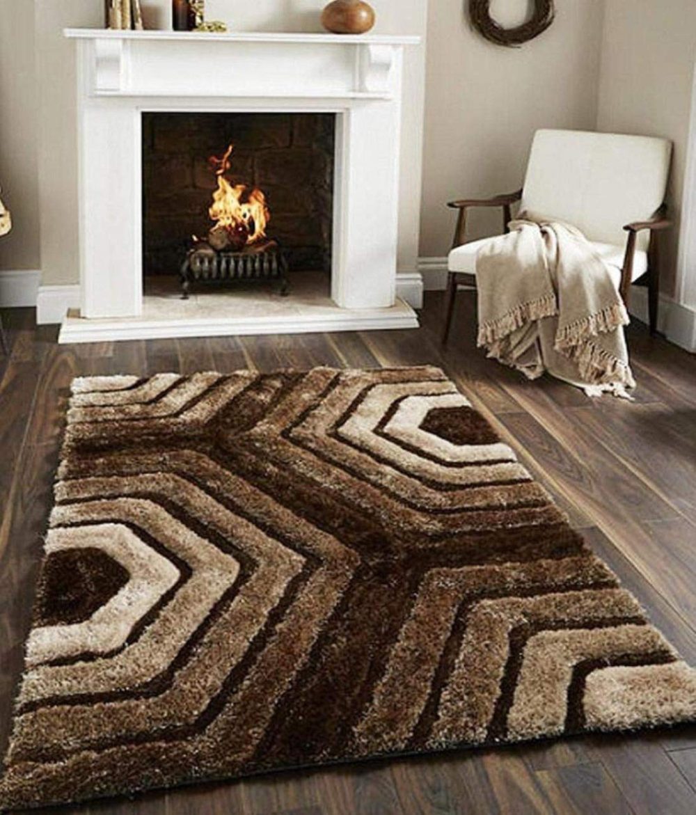 3D Coffee Multi Modern Carpet Collection Shaggy Rug - Rajasthan Rugs 6