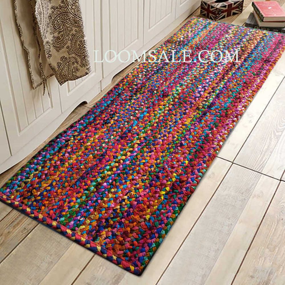 Multicolored Cotton Bedside Runner - Rajasthan Rugs 6