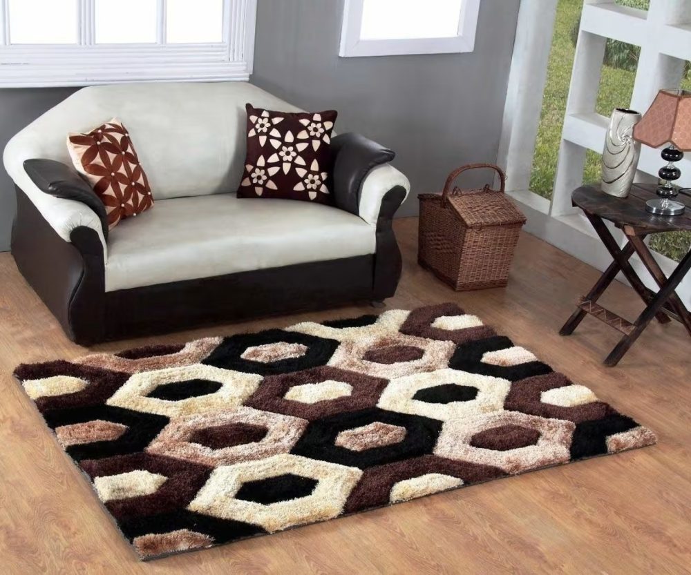 Coffee 3D Multi Modern Carpet Collection Shaggy Rug - Rajasthan Rugs 6