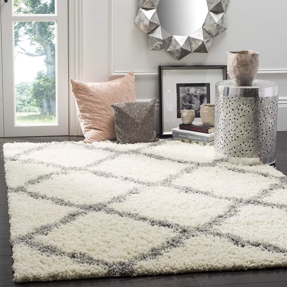 Micro Indoor Home Living Room Area Rug’ Gray With Ivory - Rajasthan Rugs 6