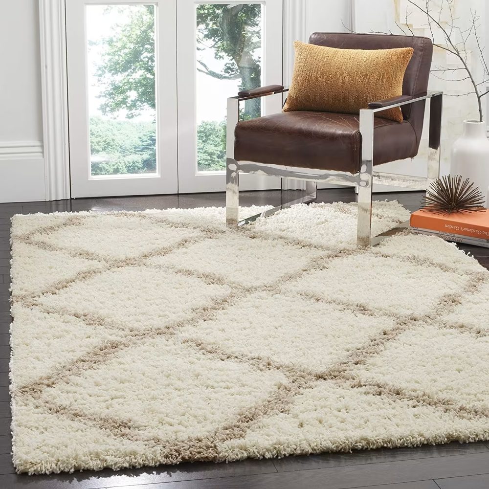 Micro Indoor Home Living Room Area Rug’ Ivory With Beige - Rajasthan Rugs 6
