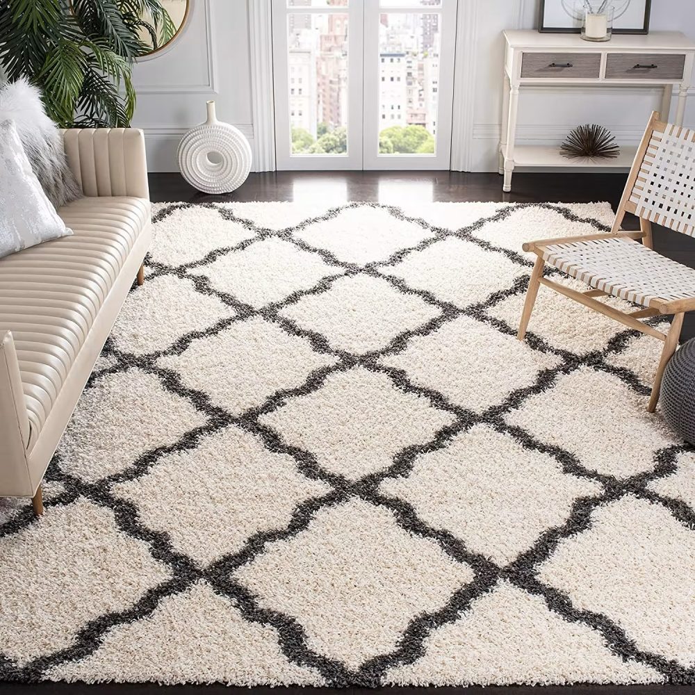 Micro Indoor Home Living Room Area Rug’ Ivory With Gray - Rajasthan Rugs 6
