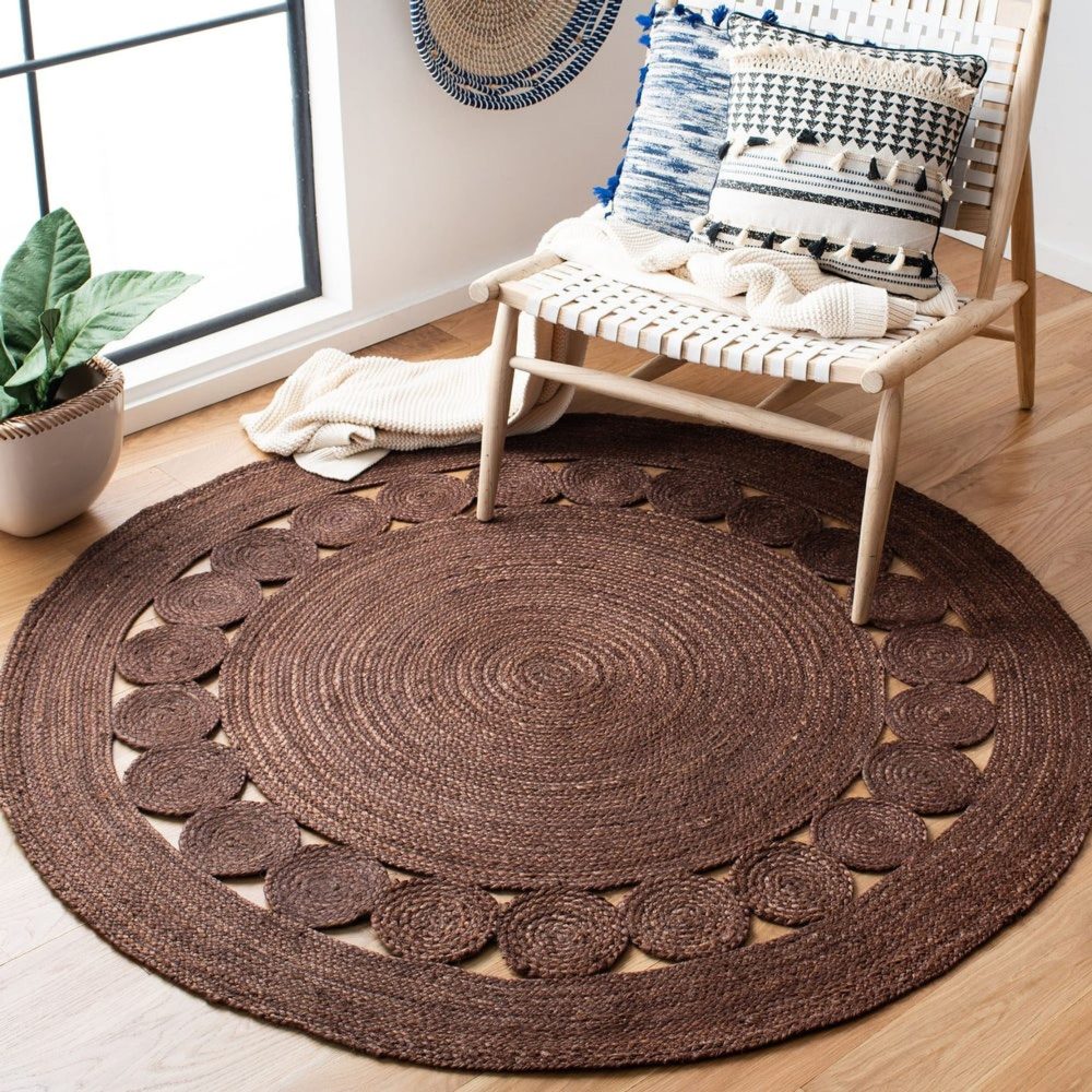 Handmade Natural Hemp-Jute Crochet Round Rug - Rajasthan Rugs 6