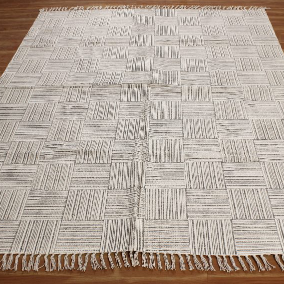 hand block printed cotton dhurrie area rug