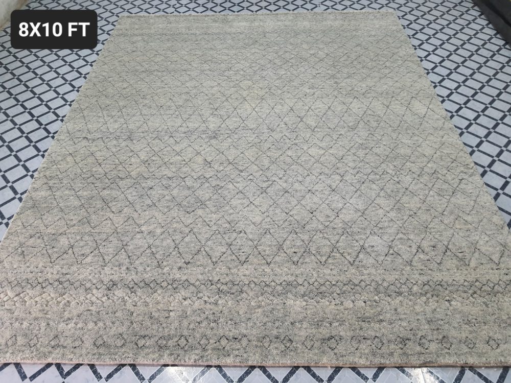 Hand Knotted Woollen Carpets | Natural - Rajasthan Rugs 6