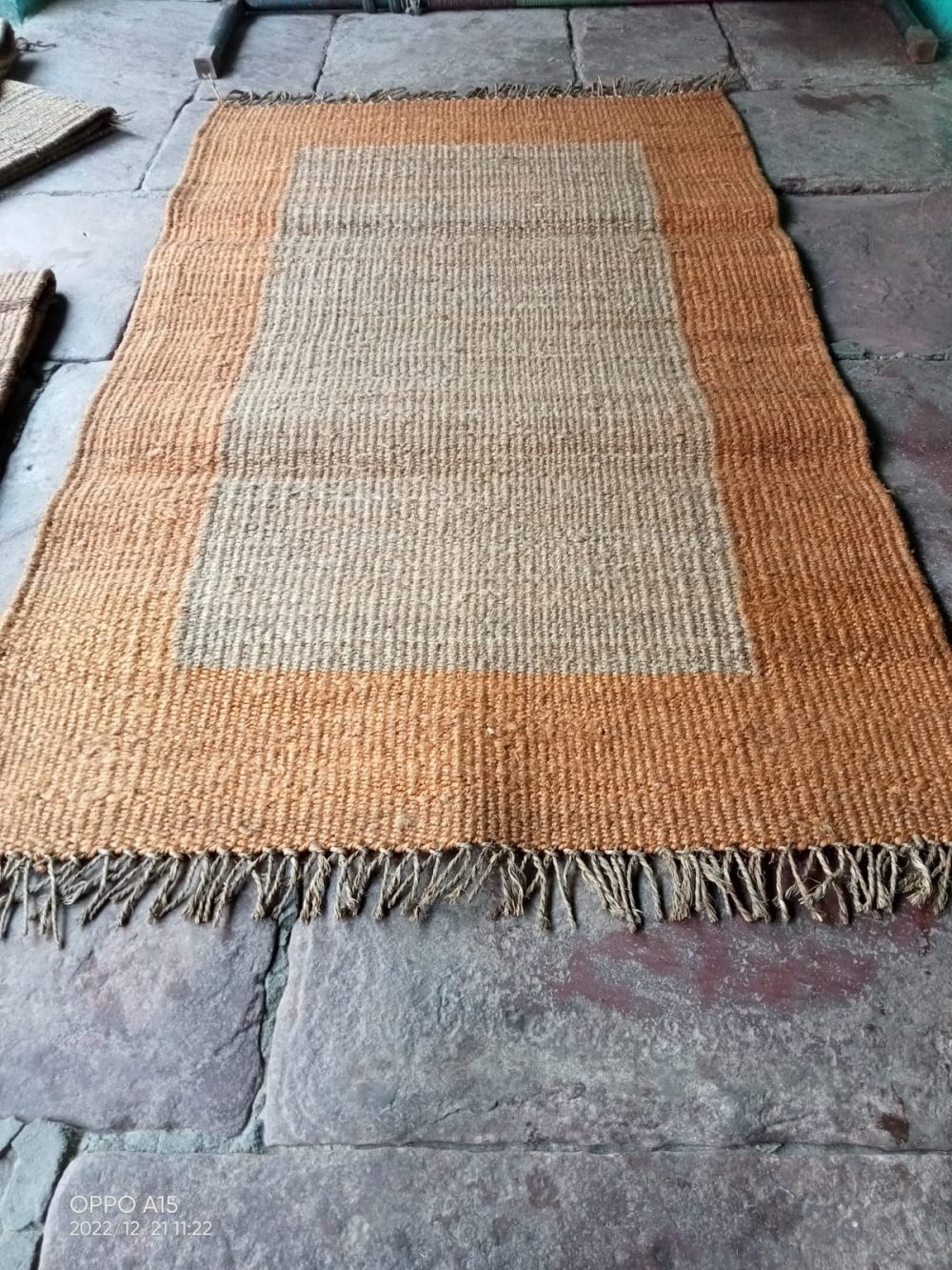 Orange & Natural, Handmade Rug For Living Room, Bedroom And Etc. - Rajasthan Rugs 6